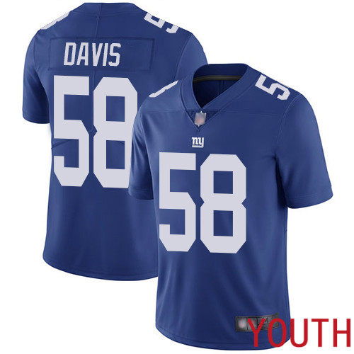 Youth New York Giants 58 Tae Davis Royal Blue Team Color Vapor Untouchable Limited Player Football NFL Jersey